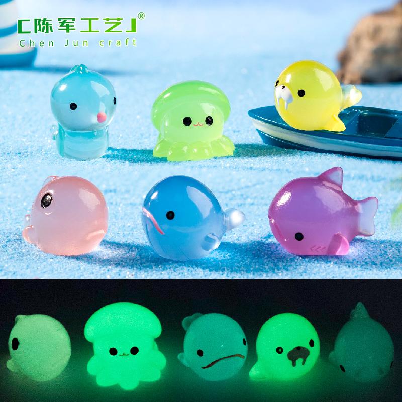 Phụ Kiện Tiểu Cảnh 微景观创意夜光鲨鱼海洋动物生态瓶 DIY装饰品配件迷你桌面小摆件