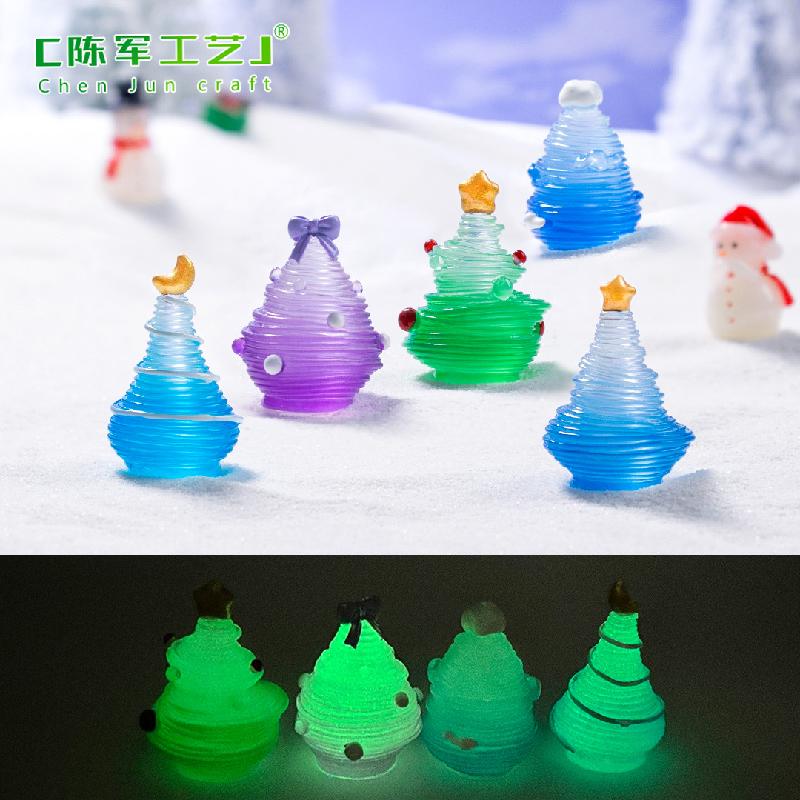 Phụ Kiện Tiểu Cảnh 跨境微景观创意夜光拉丝圣诞树雪地造景 DIY装饰品配件迷你小摆件