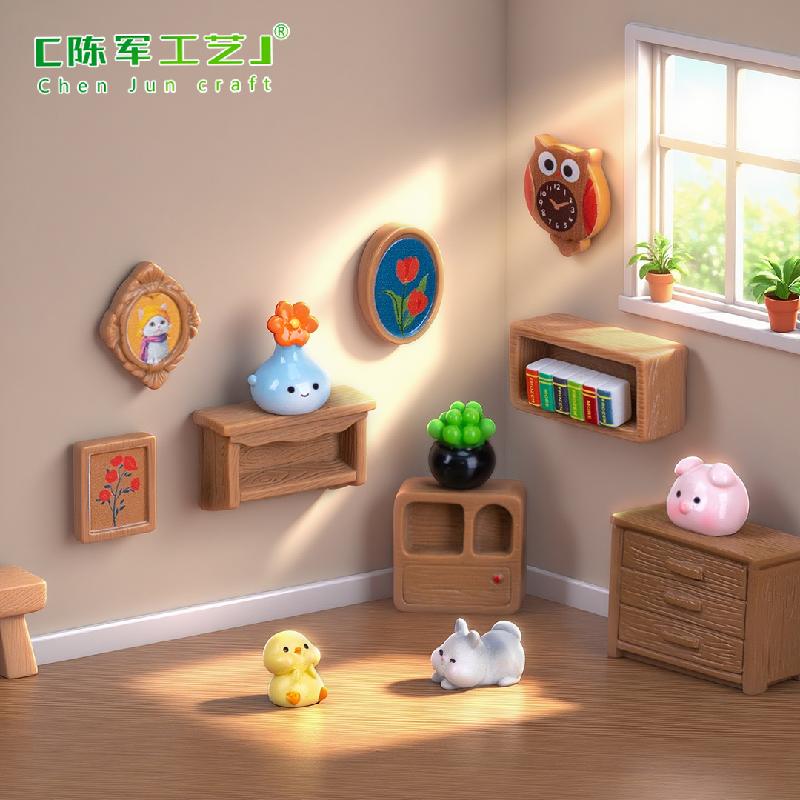 Phụ Kiện Tiểu Cảnh 微景观创意壁画多肉盆摘家居娃娃屋 DIY装饰品配件迷你树脂小摆件