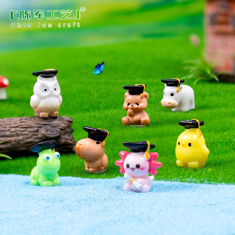 Phụ Kiện Tiểu Cảnh 微景观博士青蛙猫头鹰博士帽园艺造景 DIY装饰品挂配件迷你小摆件
