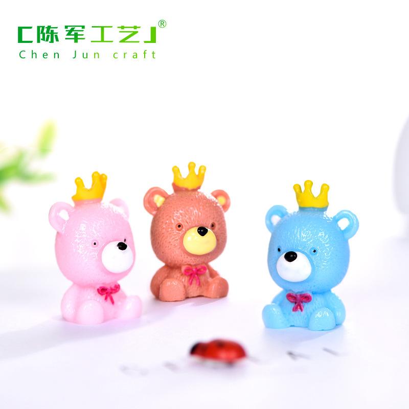 Phụ Kiện Tiểu Cảnh Móc khóa gấu đội vương miện mini trang trí xe và bánh (ZC-1183)