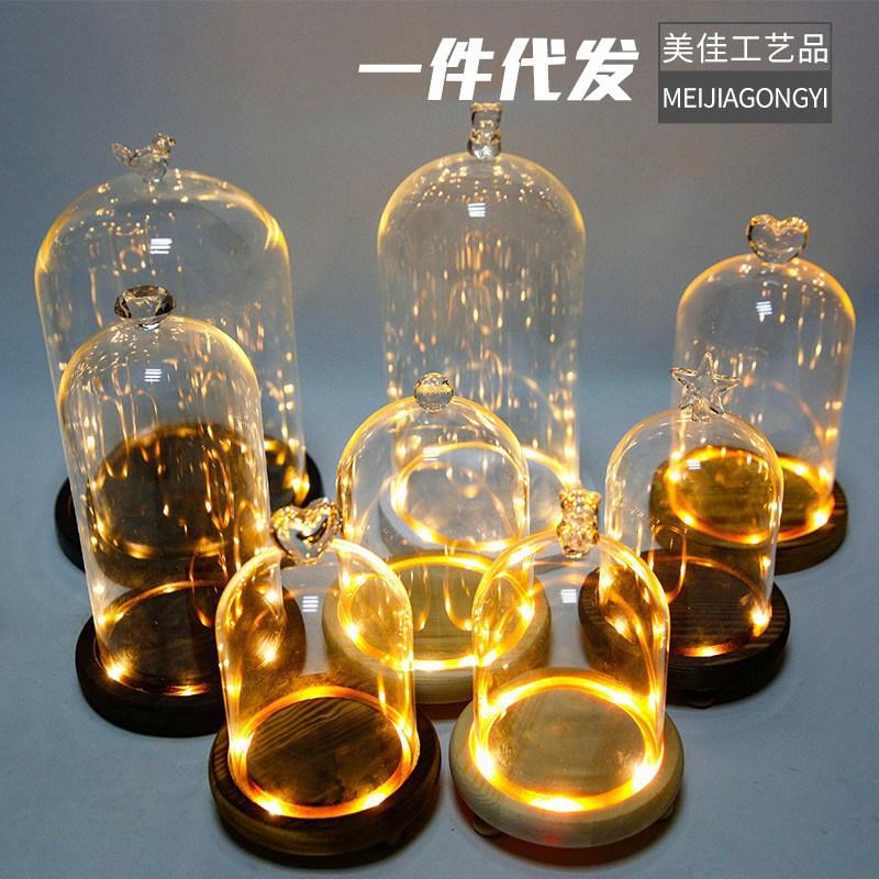 Chụp Thuỷ Tinh Chụp Thuỷ Tinh Hình Trụ Có Núm Và Đèn Led (MJA-11)