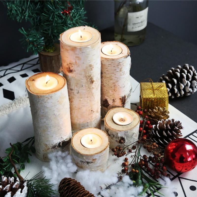 Trang Trí Noel Gốc cây bạch dương tự nhiên kiểu Bắc Âu cho Giáng Sinh - trang trí tự nhiên cho đám cưới, tiệc và lễ hội, lý tưởng để làm chân nến và phụ kiện trang trí.