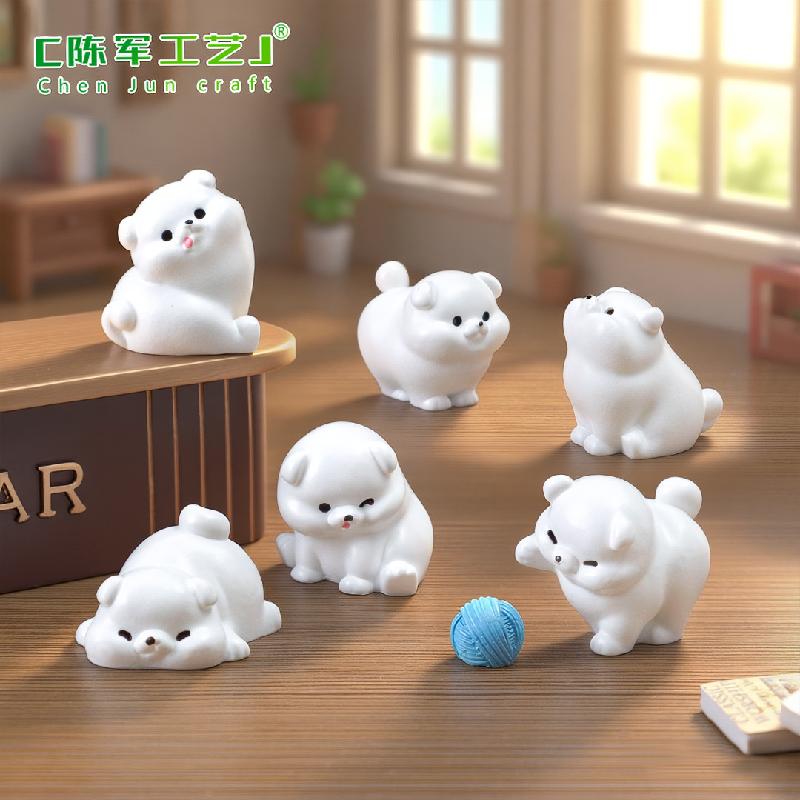 Phụ Kiện Tiểu Cảnh 微景观创意可爱胖胖小白狗萌粒公仔 DIY装饰品配件迷你桌面小摆件