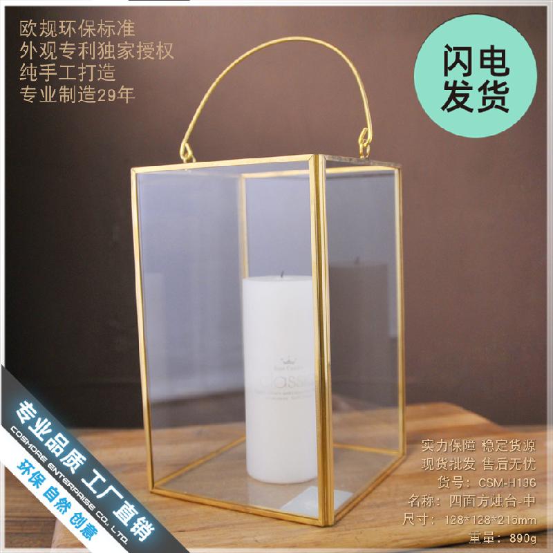 Chậu Đa Giác Đèn nến kính phong cách Bắc Âu cổ điển (DG-112)