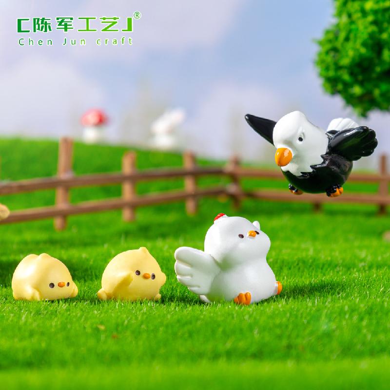 Phụ Kiện Tiểu Cảnh 苔藓微景观创意老鹰抓小鸡农场系列 DIY装饰品配件迷你车载小摆件