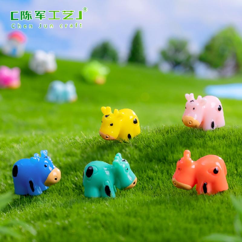 Phụ Kiện Tiểu Cảnh Tiểu cảnh bò sữa màu sắc mini trang trí chậu cây DIY (ZC-902)