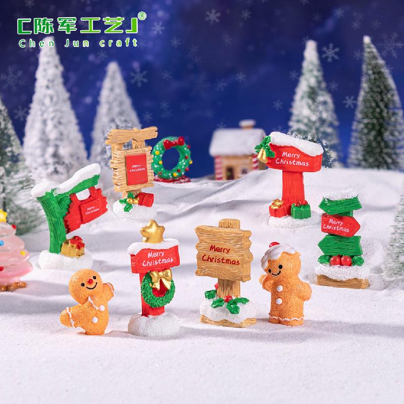 Phụ Kiện Tiểu Cảnh 微景观创意圣诞路牌指示牌节日造景 DIY装饰品配件微缩迷你小摆件
