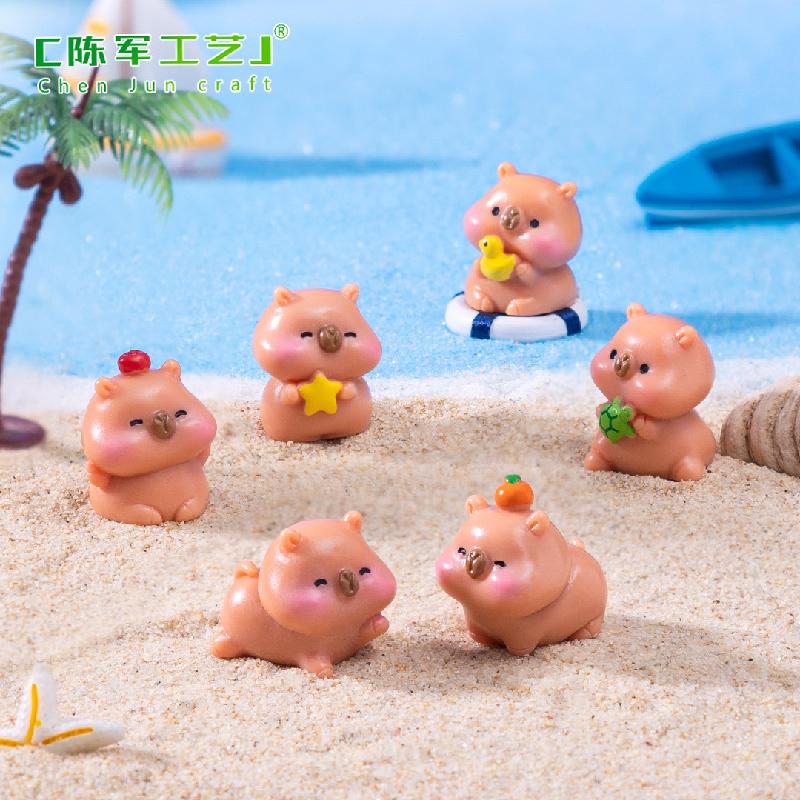 Phụ Kiện Tiểu Cảnh 微景观创意简单卡皮巴拉公仔 DIY装饰品挂配件迷你车载桌面小摆件