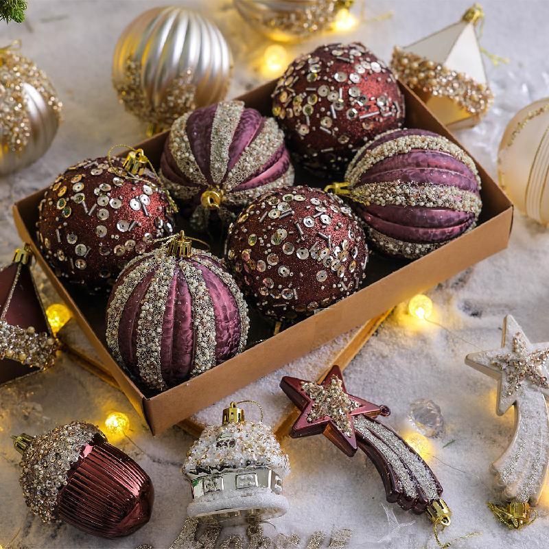 Trang Trí Noel Bóng Noel 6cm phong cách Mỹ INS, nhiều màu sắc, treo cây thông Noel, trang trí phòng, cửa hàng Noel