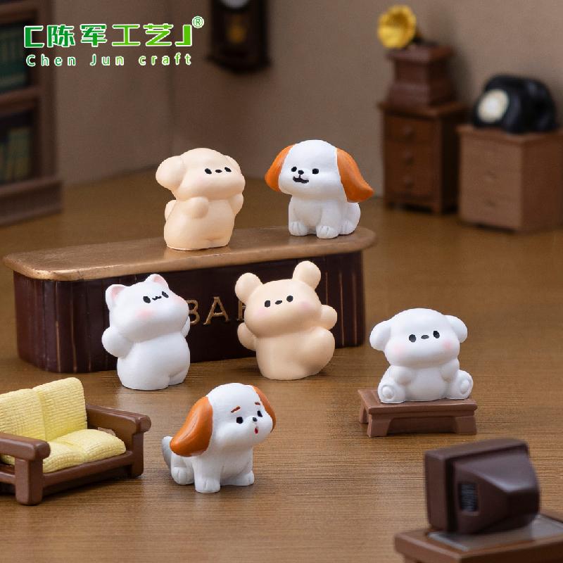 Phụ Kiện Tiểu Cảnh 微景观创意可爱小猫小狗公仔娃娃屋 DIY装饰品配件迷你桌面小摆件