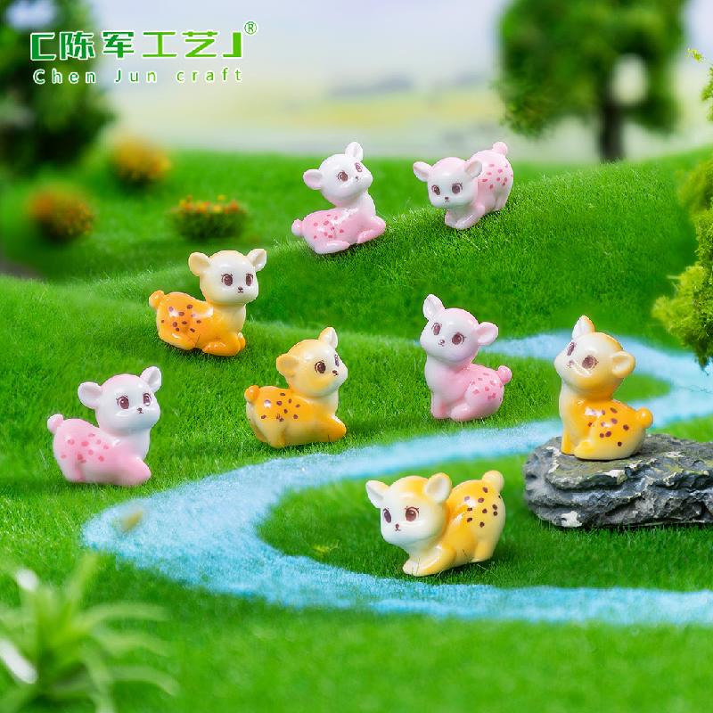Phụ Kiện Tiểu Cảnh 微景观创意如意鹿鹿公仔园艺造景 DIY装饰品挂配件迷你树脂小摆件