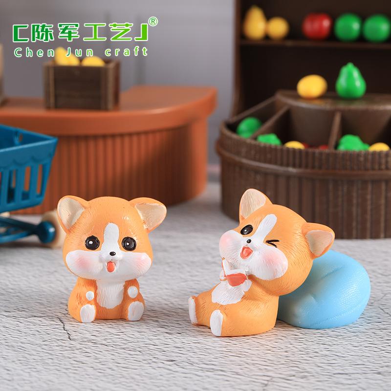 Phụ Kiện Tiểu Cảnh Tiểu cảnh chó Corgi đáng yêu resin trang trí chậu cây (ZC-668)
