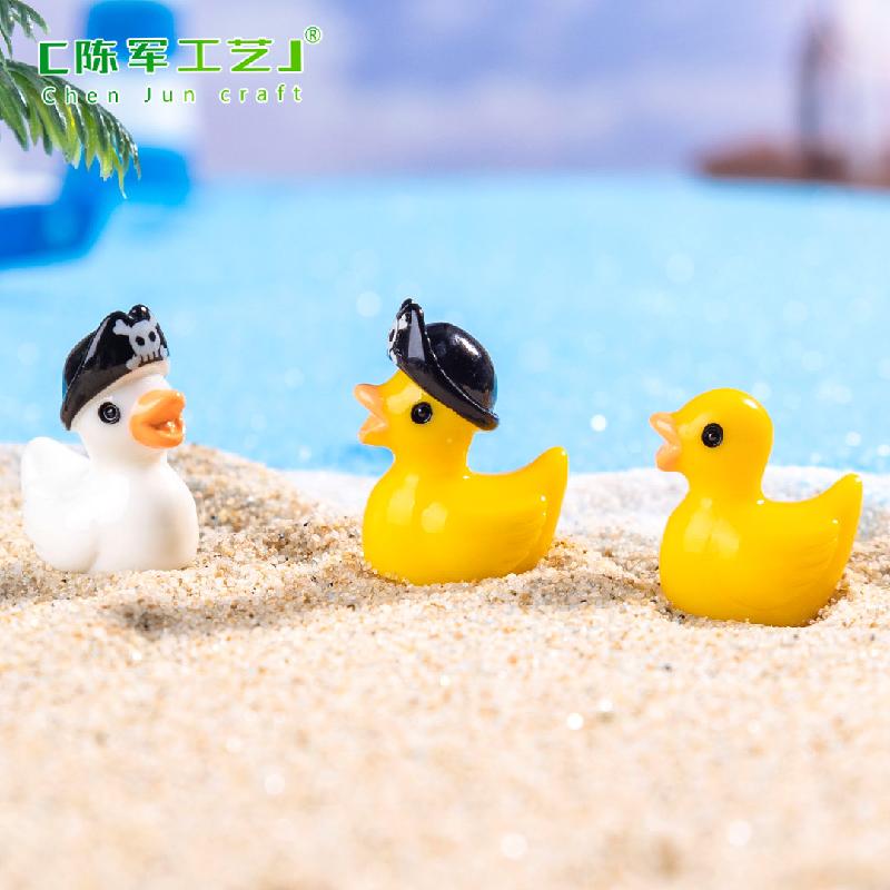 Phụ Kiện Tiểu Cảnh 微景观创意海盗小黄鸭沙滩造景萌粒 DIY装饰品配件迷你桌面小摆件