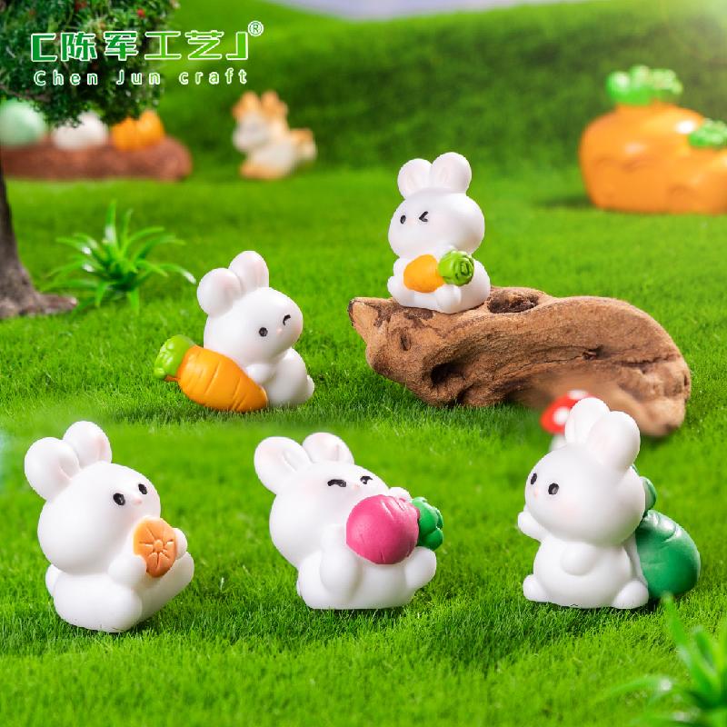 Phụ Kiện Tiểu Cảnh 苔藓微景观创意可爱胡萝卜兔子园艺 造景DIY装饰品配件迷你小摆件