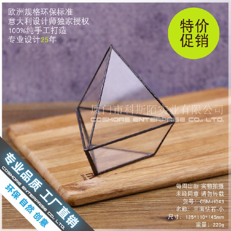 Chậu Đa Giác Nhà kính 3 mặt kim cương nhỏ Terrarium (DG-212)