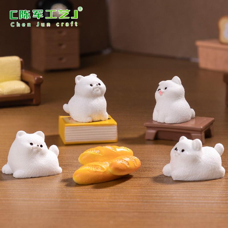 Phụ Kiện Tiểu Cảnh 微景观创意可爱小白狗娃屋动物 DIY装饰品配件迷你汽车桌面小摆件
