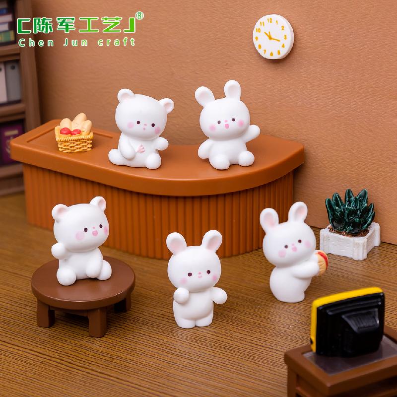 Phụ Kiện Tiểu Cảnh Tiểu cảnh gấu và thỏ dễ thương, phụ kiện trang trí xe hơi mini (ZC-616)