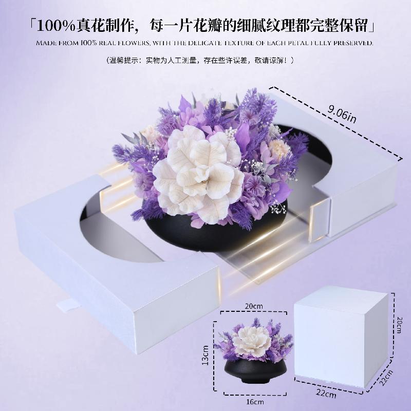 Hoa khô trang trí Chậu hoa hồng vĩnh cửu trang trí bàn ăn bàn tiếp khách (HK-52)
