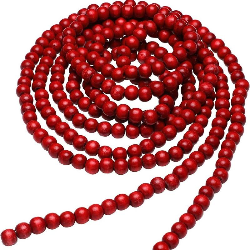 Trang Trí Noel Chuỗi hạt gỗ 16 feet phong cách nông trại, vòng hoa treo tường, trang trí cây thông Noel cổ điển ấm cúng