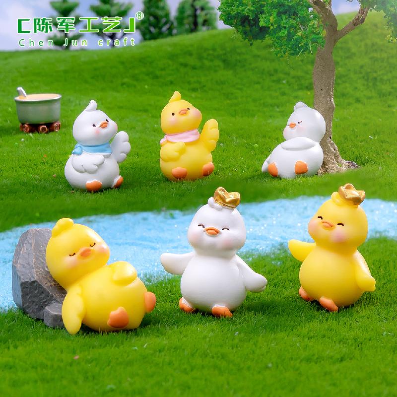Phụ Kiện Tiểu Cảnh Tiểu cảnh vịt vàng và trắng trang trí chậu cây DIY (ZC-826)