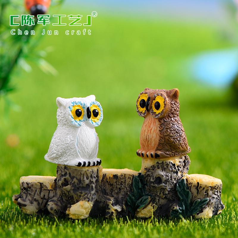 Phụ Kiện Tiểu Cảnh Tiểu cảnh cú mèo ba màu DIY trang trí bình rêu resin (ZC-789)