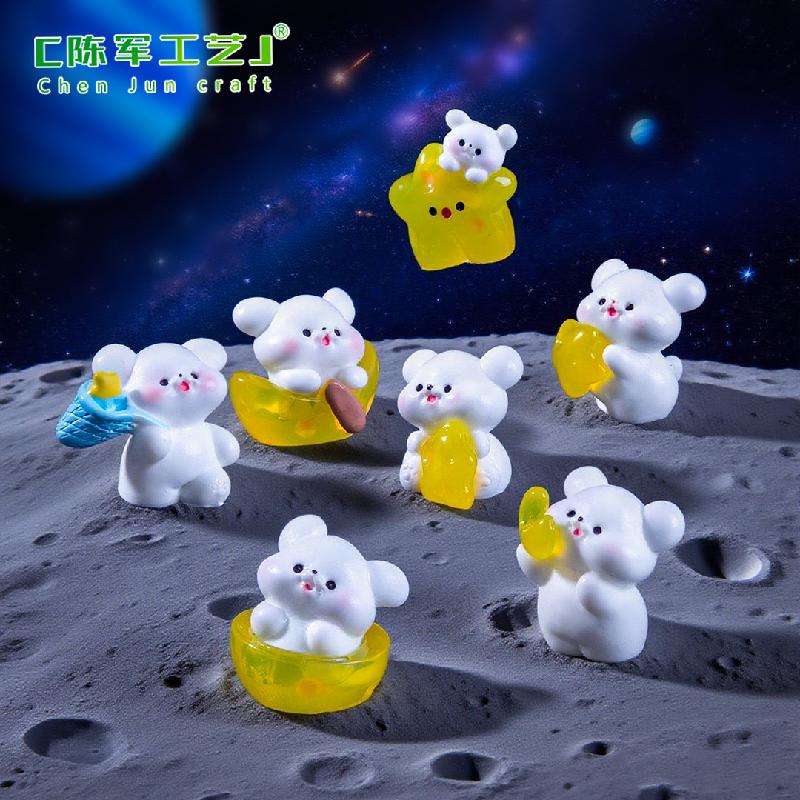 Phụ Kiện Tiểu Cảnh 微景观创意太空星月小狗萌粒公仔 DIY装饰品挂配件迷你桌面小摆件