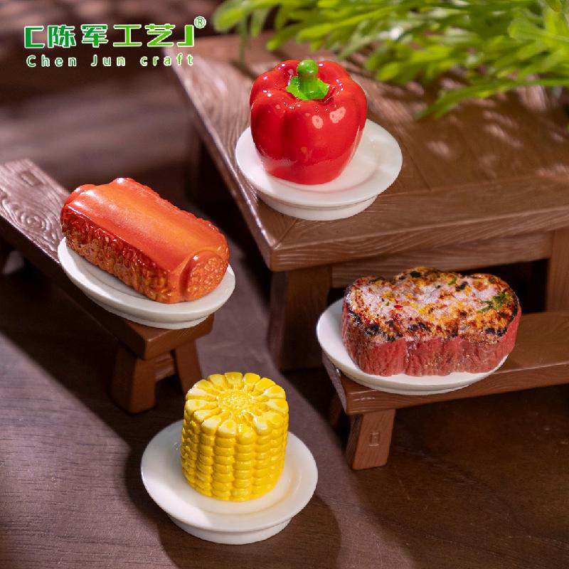 Phụ Kiện Tiểu Cảnh 微景观创意仿真食玩蔬菜五花肉 DIY冰箱贴装饰配件迷你树脂小摆件
