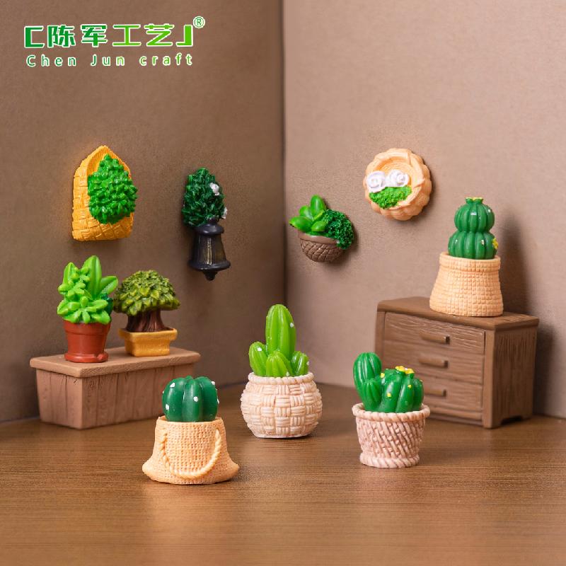 Phụ Kiện Tiểu Cảnh 微景观创意挂壁仙人掌绿植盆摘娃娃屋 DIY装饰品挂配件迷你小摆件