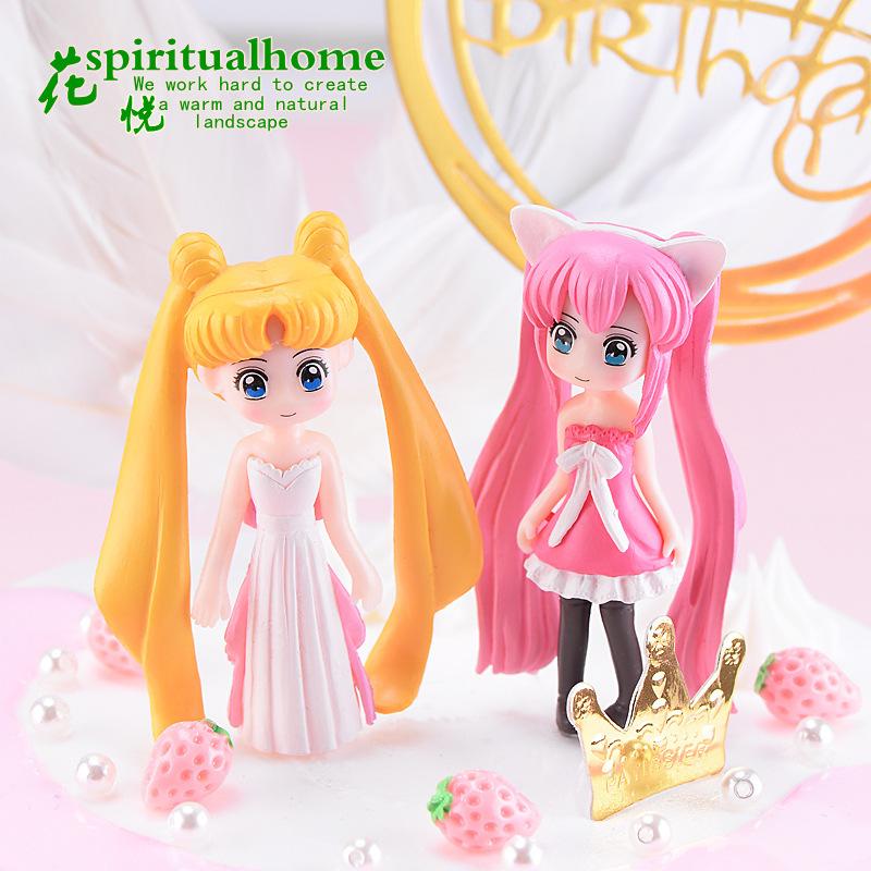 Phụ Kiện Tiểu Cảnh Tiểu cảnh cô gái tóc dài mini trang trí bánh và móc khóa (ZC-1051)