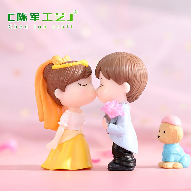 Phụ Kiện Tiểu Cảnh Tiểu cảnh cặp đôi váy cưới mini trang trí cầu pha lê (ZC-1166)