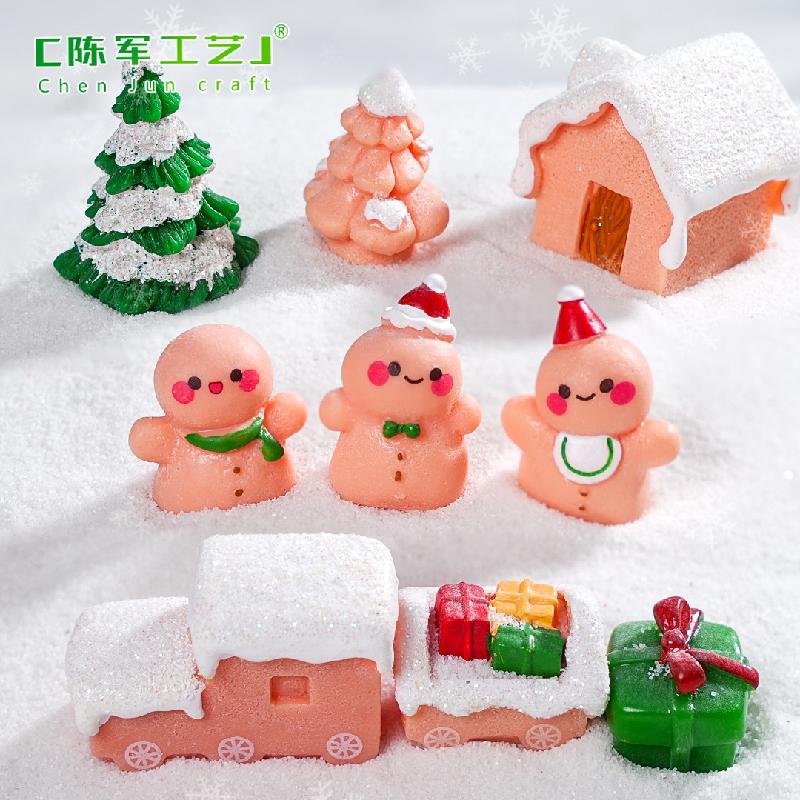 Phụ Kiện Tiểu Cảnh 跨境微景观创意圣诞姜饼人公仔节日造景 DIY装饰品配件迷你小摆件