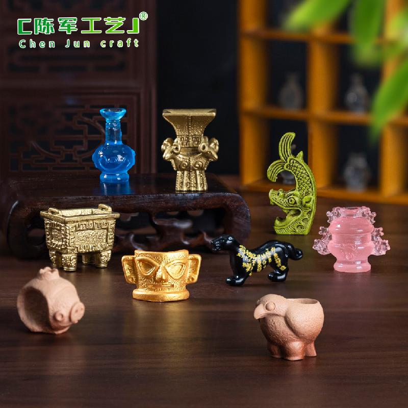 Phụ Kiện Tiểu Cảnh 微景观创意仿真博物馆文物四羊方尊 DIY装饰品配件迷你挖宝小摆件