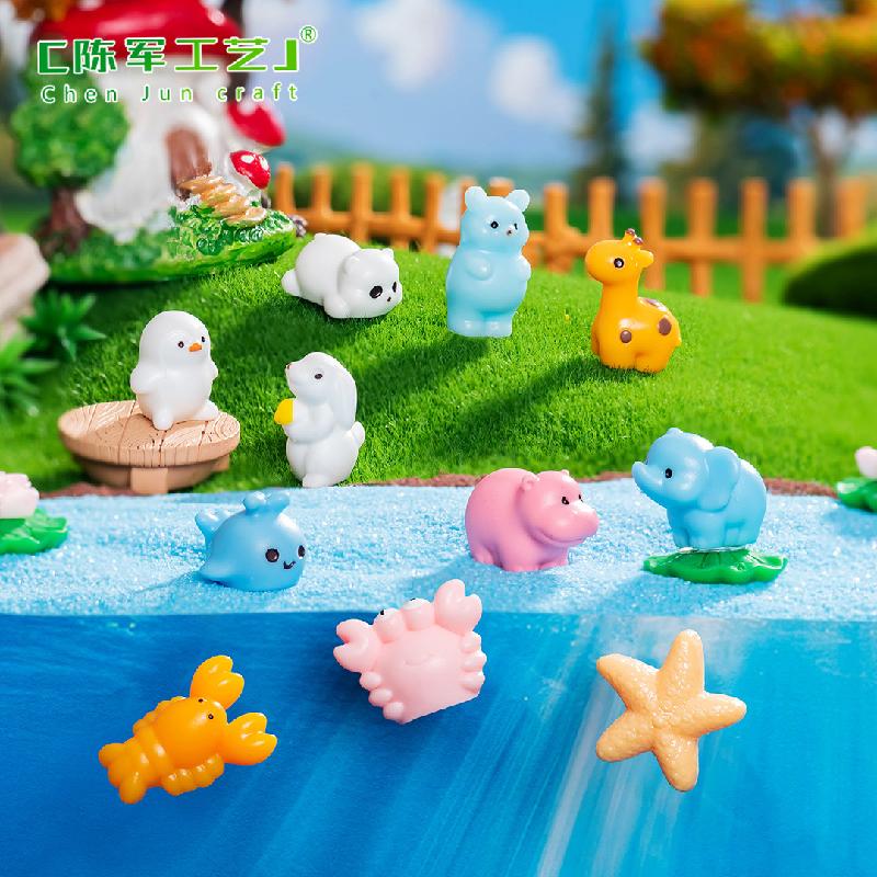 Phụ Kiện Tiểu Cảnh 微景观创意写实螃蟹海豚小动物 DIY装饰品配件迷你树脂桌面小摆件