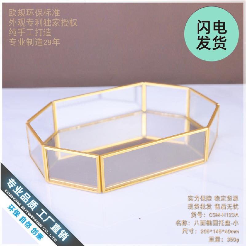 Chậu Đa Giác Khay kính 8 mặt vintage, khay đựng đồ trang điểm (DG-103)