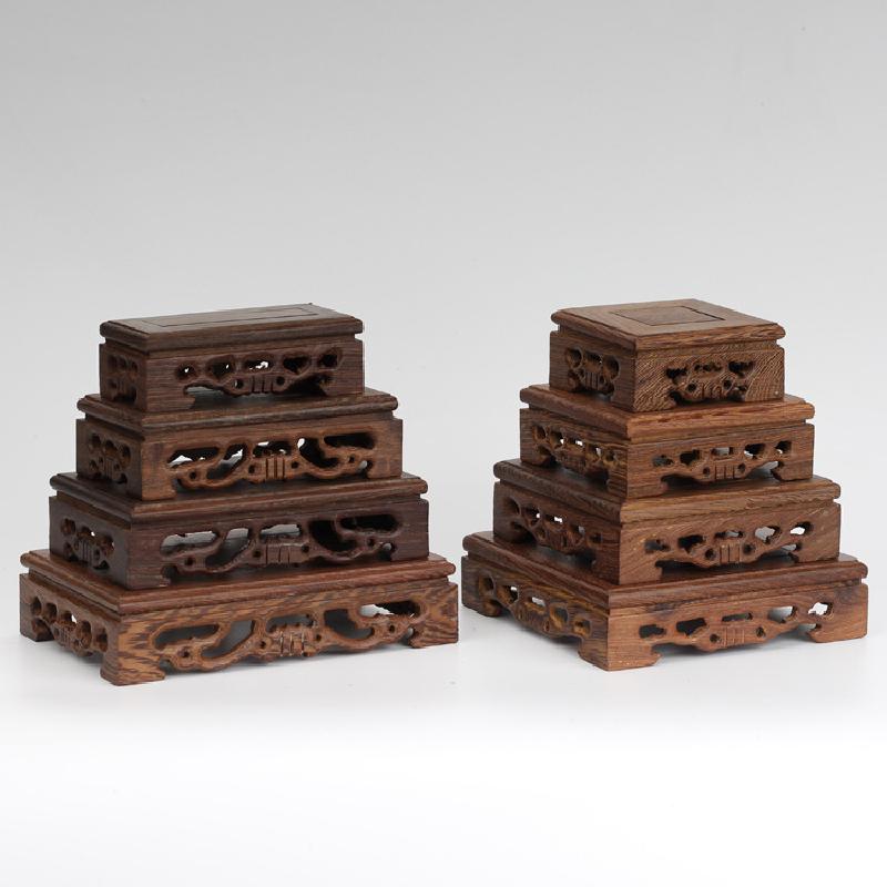 Phụ Kiện Tiểu Cảnh Đế gỗ kê tượng, chậu cây, chạm khắc gỗ cánh gà tinh tế (BS-59)