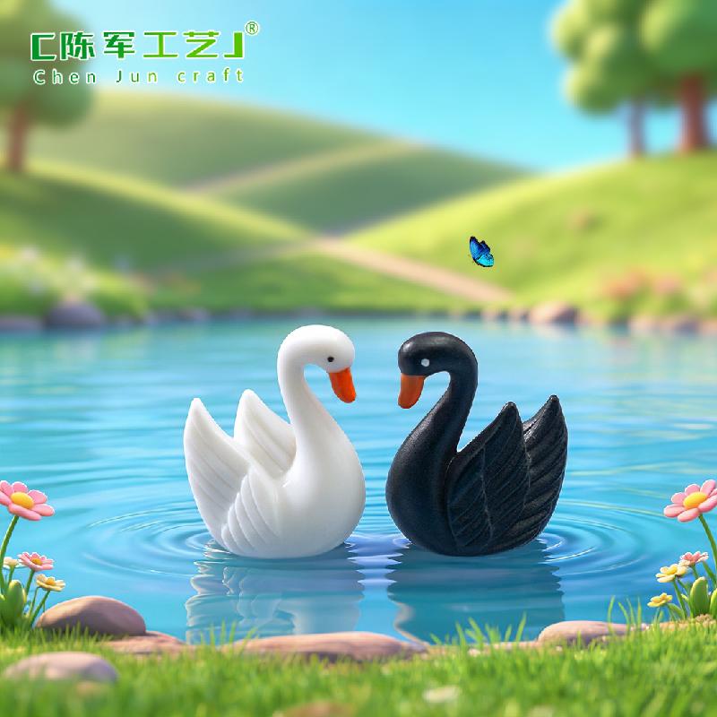 Phụ Kiện Tiểu Cảnh Tiểu cảnh thiên nga đen trắng, phụ kiện trang trí dễ thương (ZC-582)