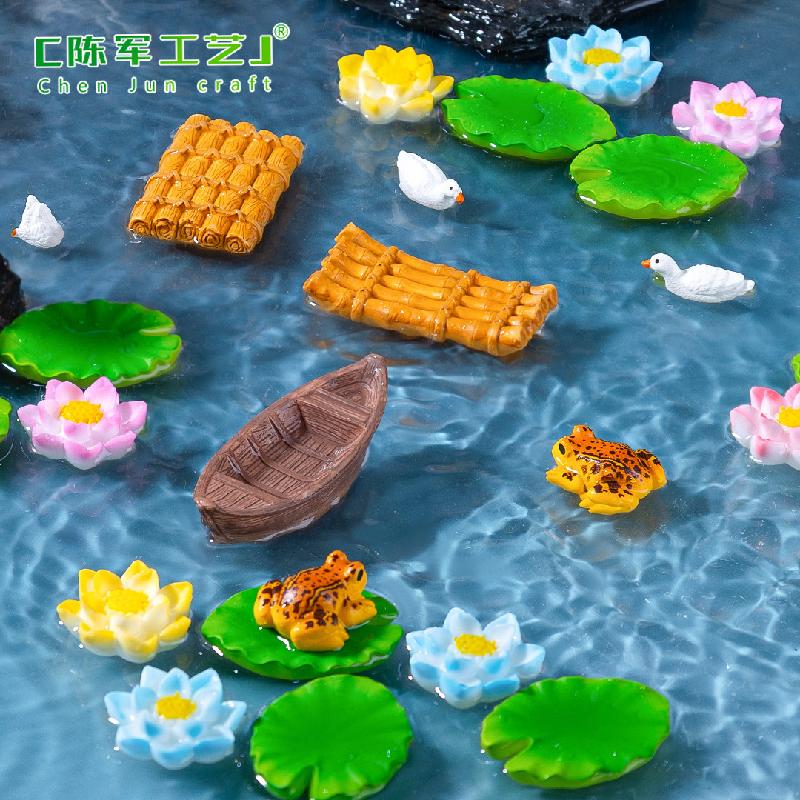 Phụ Kiện Tiểu Cảnh 微景观创意漂浮木船竹筏鱼缸水族造景 DIY装饰配件迷你微缩小摆件
