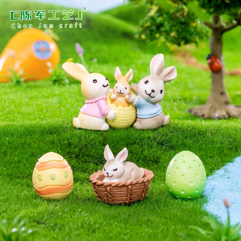 Phụ Kiện Tiểu Cảnh Thỏ Phục Sinh mini trang trí xe hơi và bàn làm việc (ZC-908)