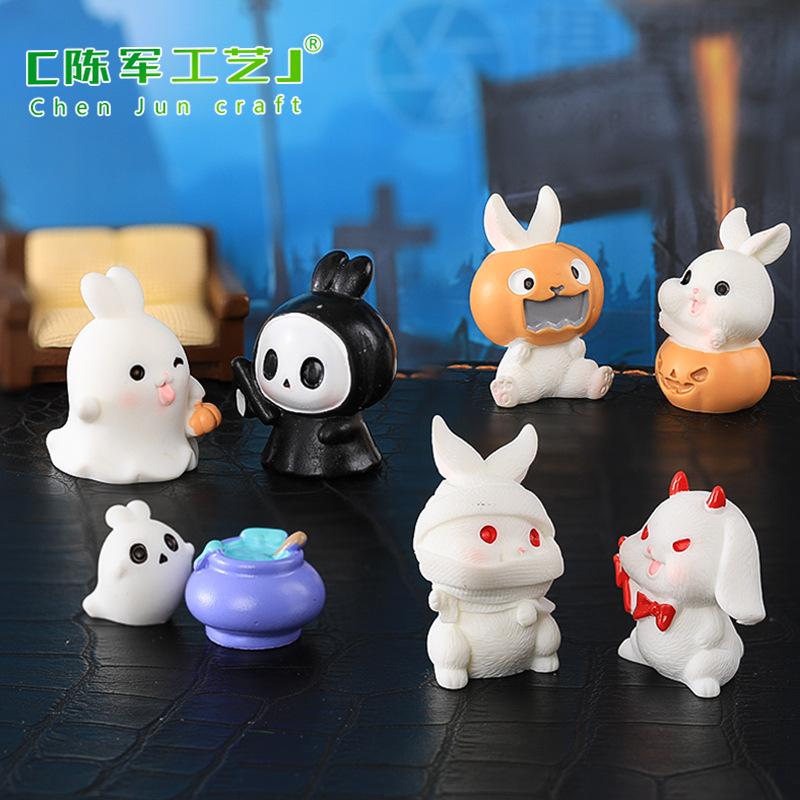 Phụ Kiện Tiểu Cảnh Tiểu cảnh Halloween, thỏ nhựa mini trang trí cây cảnh (ZC-23)