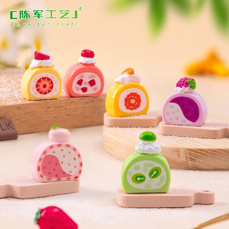 Phụ Kiện Tiểu Cảnh 微景观创意仿真甜品水果蛋糕卷食玩 DIY装饰品配件微缩迷你小摆件
