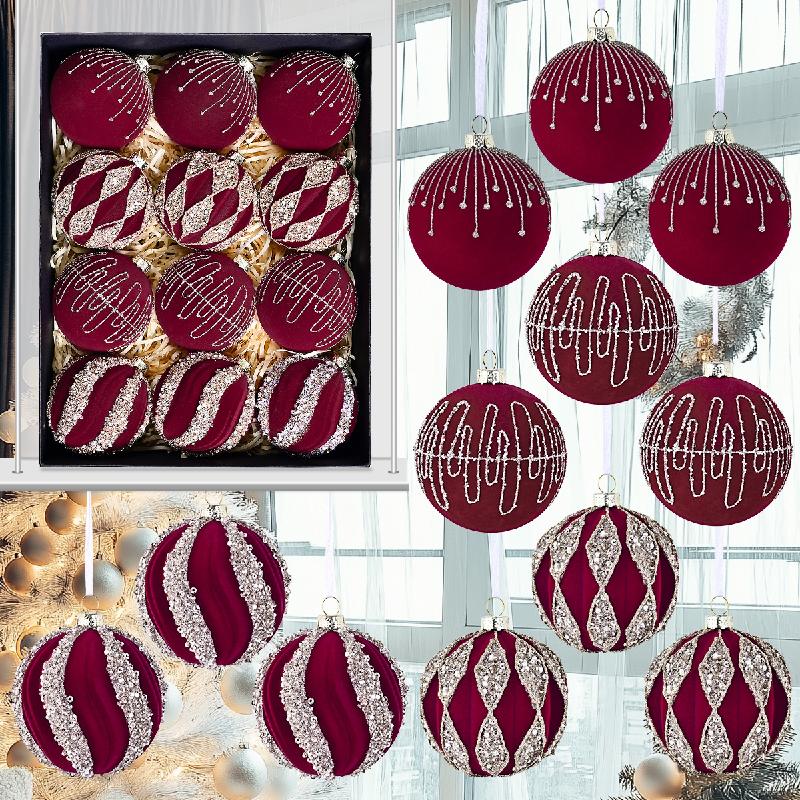 Trang Trí Noel Bóng Noel nhung cao cấp, sơn tay sang trọng, phụ kiện treo cây thông Noel, trang trí lễ hội Giáng Sinh