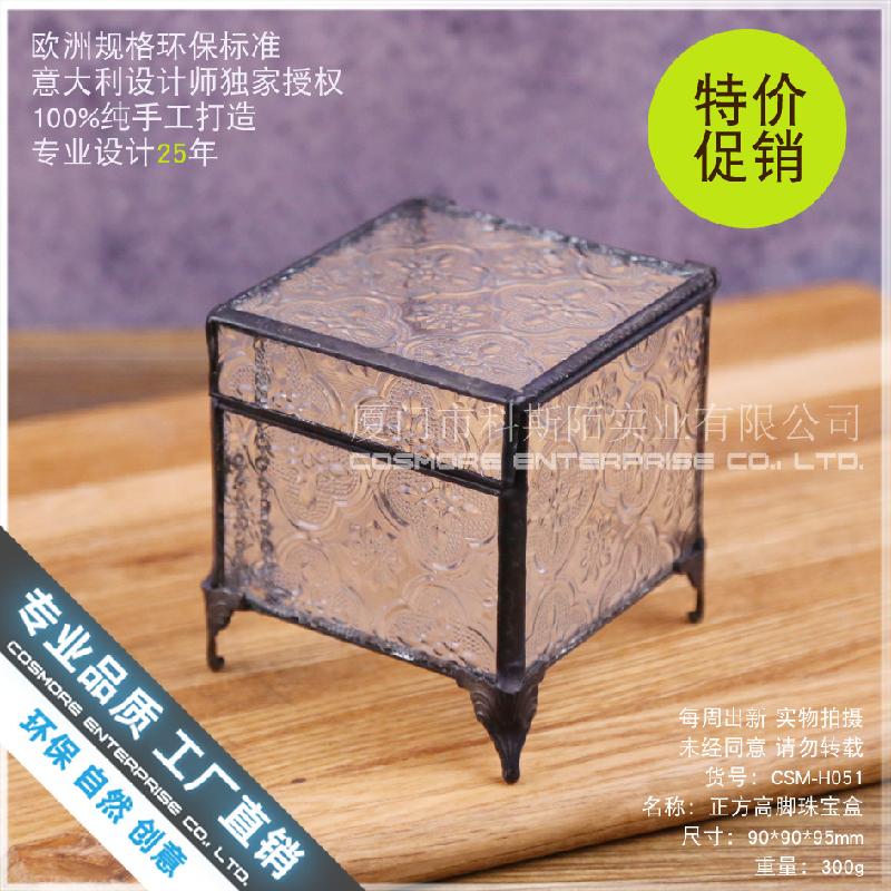 Chậu Đa Giác Hộp kính vuông cao, tiểu cảnh rêu, hoa bất tử (DG-71)