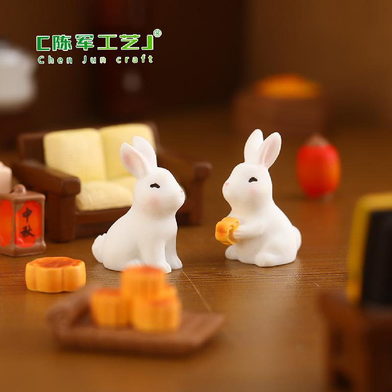 Phụ Kiện Tiểu Cảnh Tiểu cảnh thỏ ngọc và bánh trung thu resin trang trí (ZC-801)