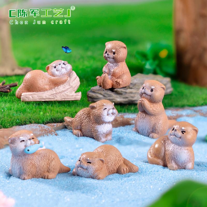Phụ Kiện Tiểu Cảnh 微景观创意可爱水獭园艺造景 DIY装饰盲袋配件迷你车载桌面小摆件
