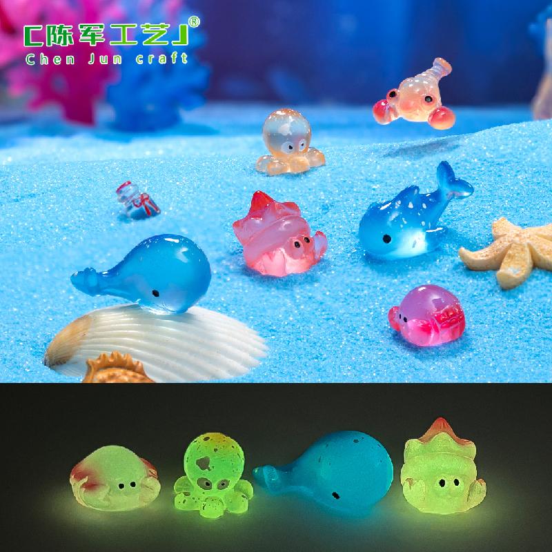 Phụ Kiện Tiểu Cảnh 微景观创意夜光海洋小章鱼螃蟹海洋造景 DIY装饰品配件迷你小摆件